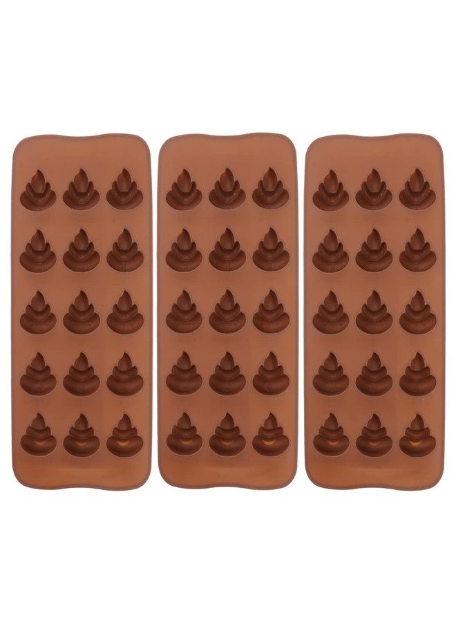 TOPBATHY Silicone Poop Mold 3Pcs Set for Baking Chocolate Candy Cake Fondant 8.3X4.3X0.6 Inch Funny Poop Shape Moulds for Kitchen Dessert Making - Image 1