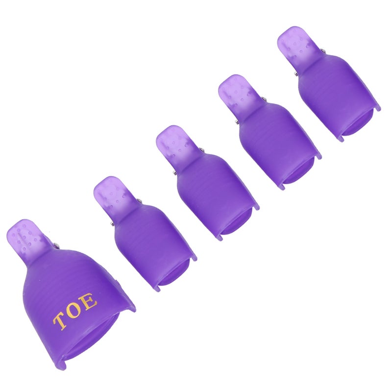 5pcs Gel Polish Remover Clips Home Salon Toenail UV Gel Soak Off Cap Wrap Nail Art ToolPurple - Image 4