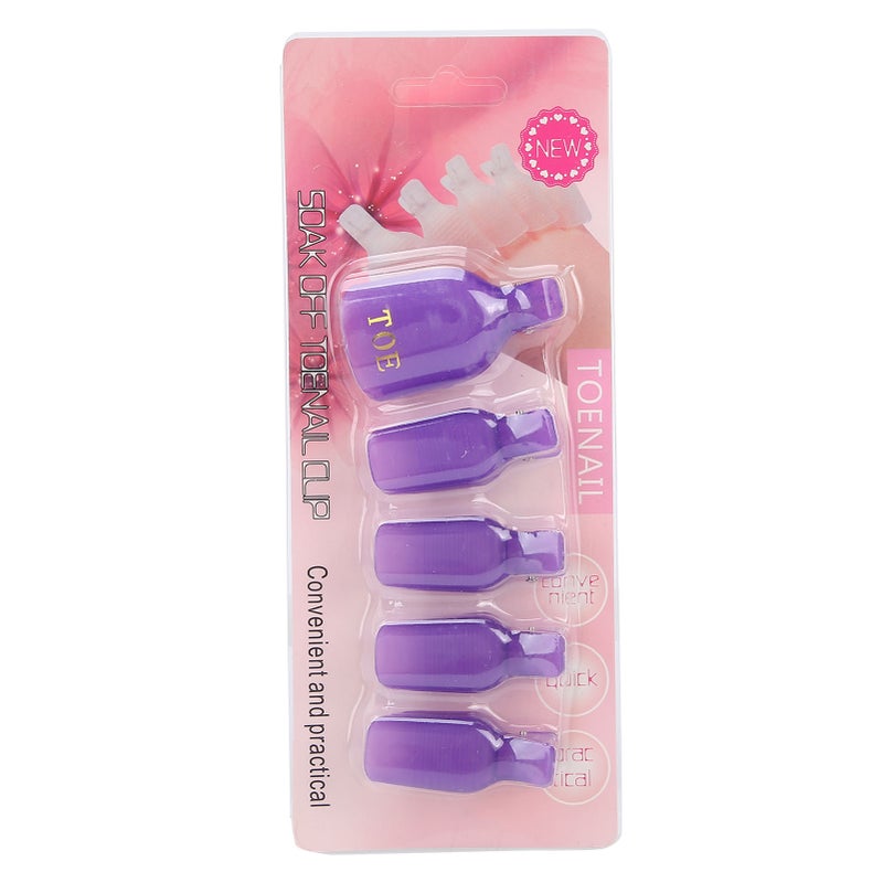 5pcs Gel Polish Remover Clips Home Salon Toenail UV Gel Soak Off Cap Wrap Nail Art ToolPurple - Image 1