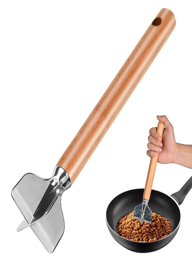 ANZIUS Stainless Steel Meat Chopper, Stainless Steel Meat Masher, 11 Inch, Ground Beef Chopper Tool, Metal Meat Masher, Ground Meat Smasher, Hamburger Smasher Tool - Image 1