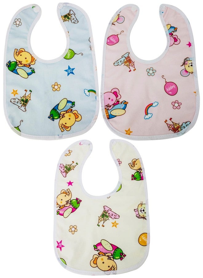Neska Moda Baby Boys & Girls Pack of 3 Waterproof-Quick Dry Fleece Bibs/Aprons for 0 to 12 Months (Pink,Yellow,Blue) - Image 1
