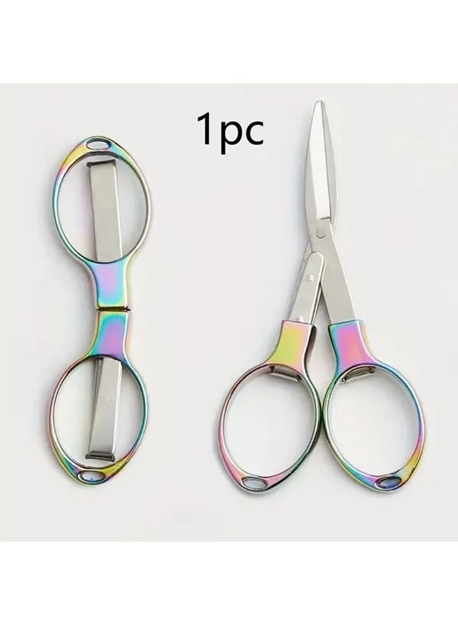 Beautiful Stainless Steel Folding Scissors Zinc Alloy Handle Compact Portable Tool - Image 1
