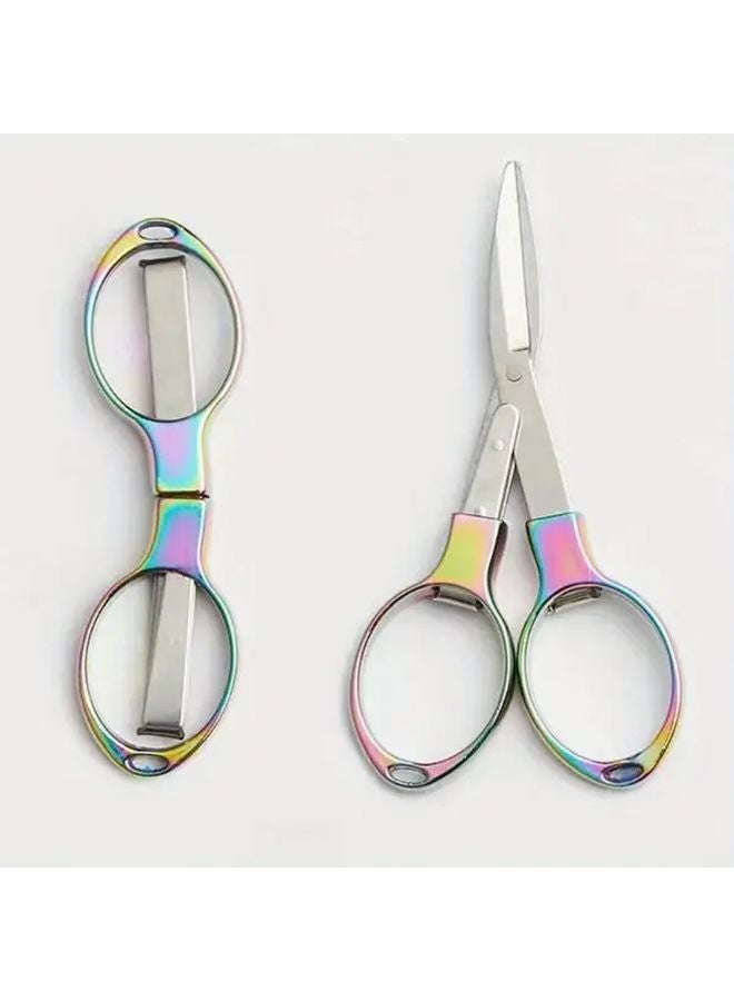 Beautiful Stainless Steel Folding Scissors Zinc Alloy Handle Compact Portable Tool - Image 4