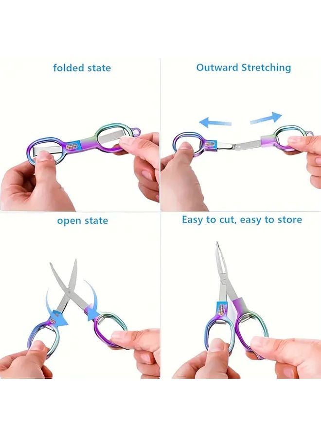 Beautiful Stainless Steel Folding Scissors Zinc Alloy Handle Compact Portable Tool - Image 3