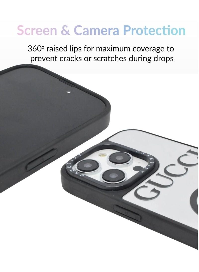 Casetify iPhone 14 Pro Cover Luxury Plating Embossed Hard Phone Case Tempered Glass Back Cover - Image 2