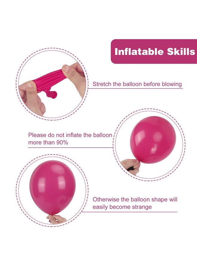 RUBFAC 129pcs Hot Pink Balloons Latex Magenta Balloons Different Sizes 18 12 10 5 Inch Party Balloon Kit for Valentine's Day Birthday Baby Shower Wedding Princess Theme Party Decoration - Image 2