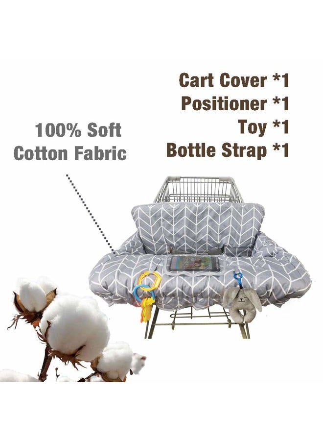 ICOPUCA Shopping Cart Covers for Baby with Pillow, Seat positioner Cotton High Chair Cover, Machine Washable for Infant, Toddler, Boy or Girl (Square) - Image 2