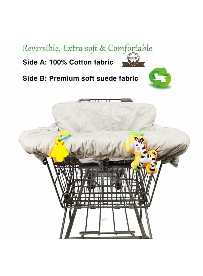 ICOPUCA Shopping Cart Covers for Baby with Pillow, Seat positioner Cotton High Chair Cover, Machine Washable for Infant, Toddler, Boy or Girl (Square) - Image 5