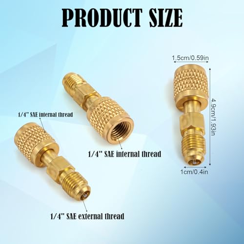 Fukaisu 2pcs R32 R454B Refrigerant Brass Adapter 14 Female to Male Reverse Thread Quick Connect Fittings Heavy Duty Low Loss for Refrigerant Tanks Mini Split Systems Accessories - Image 3