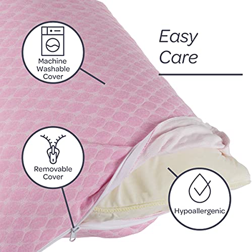 Lavish Home Memory Foam Body Pillow- for Side Sleepers, Back Pain, Pregnant Women, Aching Legs and Knees, Hypoallergenic Zippered Protector by Lavish Home (Pink) - Image 5