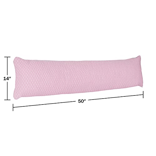 Lavish Home Memory Foam Body Pillow- for Side Sleepers, Back Pain, Pregnant Women, Aching Legs and Knees, Hypoallergenic Zippered Protector by Lavish Home (Pink) - Image 2