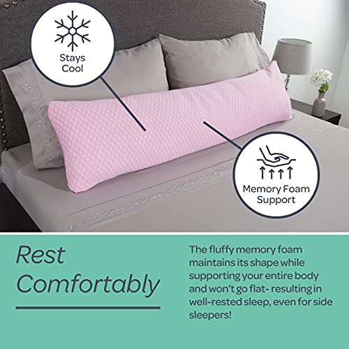 Lavish Home Memory Foam Body Pillow- for Side Sleepers, Back Pain, Pregnant Women, Aching Legs and Knees, Hypoallergenic Zippered Protector by Lavish Home (Pink) - Image 4