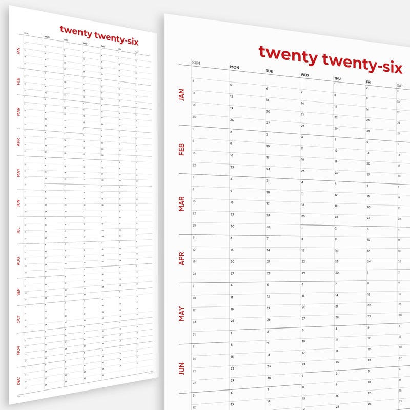 HADIGU Large Wall Calendar 2026 (39 x 17 inches - Rolled) Dry Erase Calendar for Wall, Erasable Wall Planner, Vertical Layout, Quality Large Print, Gloss Lamination, Minimalist Design. - Image 1