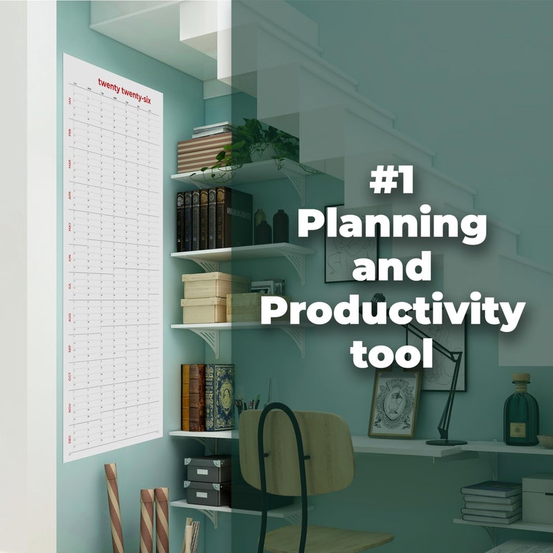 HADIGU Large Wall Calendar 2026 (39 x 17 inches - Rolled) Dry Erase Calendar for Wall, Erasable Wall Planner, Vertical Layout, Quality Large Print, Gloss Lamination, Minimalist Design. - Image 5