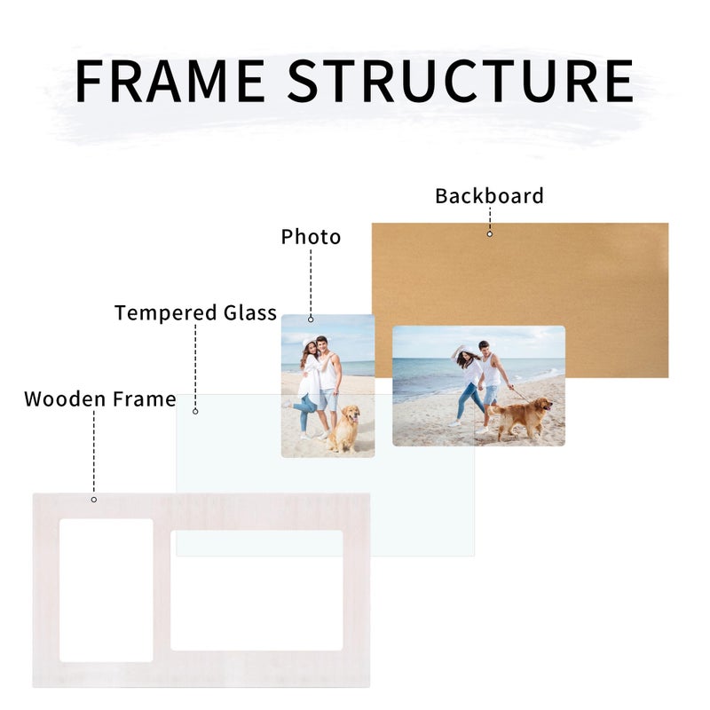 YESKAY 4x6 and 5x7 Collage Picture Frame - 2 Opening Picture Frames Rustic White Wood Frame with Real Glass Display 4 by 6 and 5 by 7 Photo Frames Wall Decor or Tabletop 1 Pack - Image 3