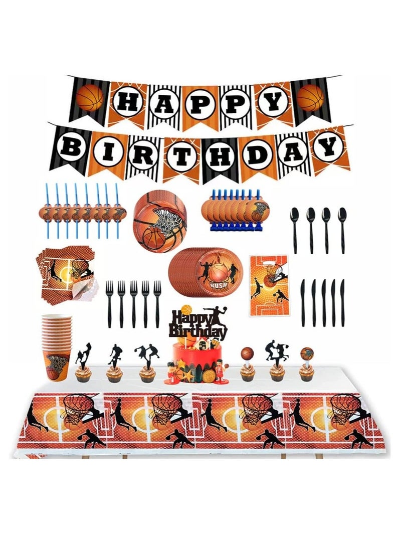 DUNISO Basketball Birthday Party Decoration, Birthday Party Supplies, Party Supplies Kit, Quality Decoration Paper Cups And Plates Tablecloth Decoration Set - Image 1