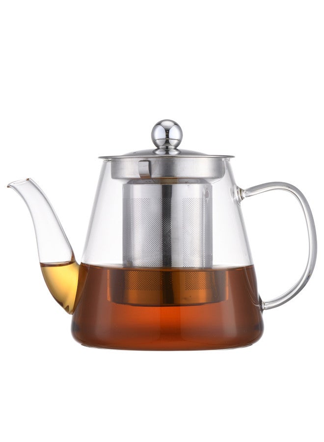 Trust Borosilicate Glass Tea Pot With Stainless Steel Lid & Infuser Clear 950ML 