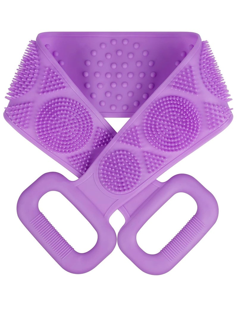 Plan A Double Sided Silicone Bath Brush, Deep Cleansing and Massage, Exfoliating Loofah for Dead Skin Removal, Easy to Clean, Suitable for All Ages, Perfect for Bathing Baby, Men and Women (Purple)  - Image 1