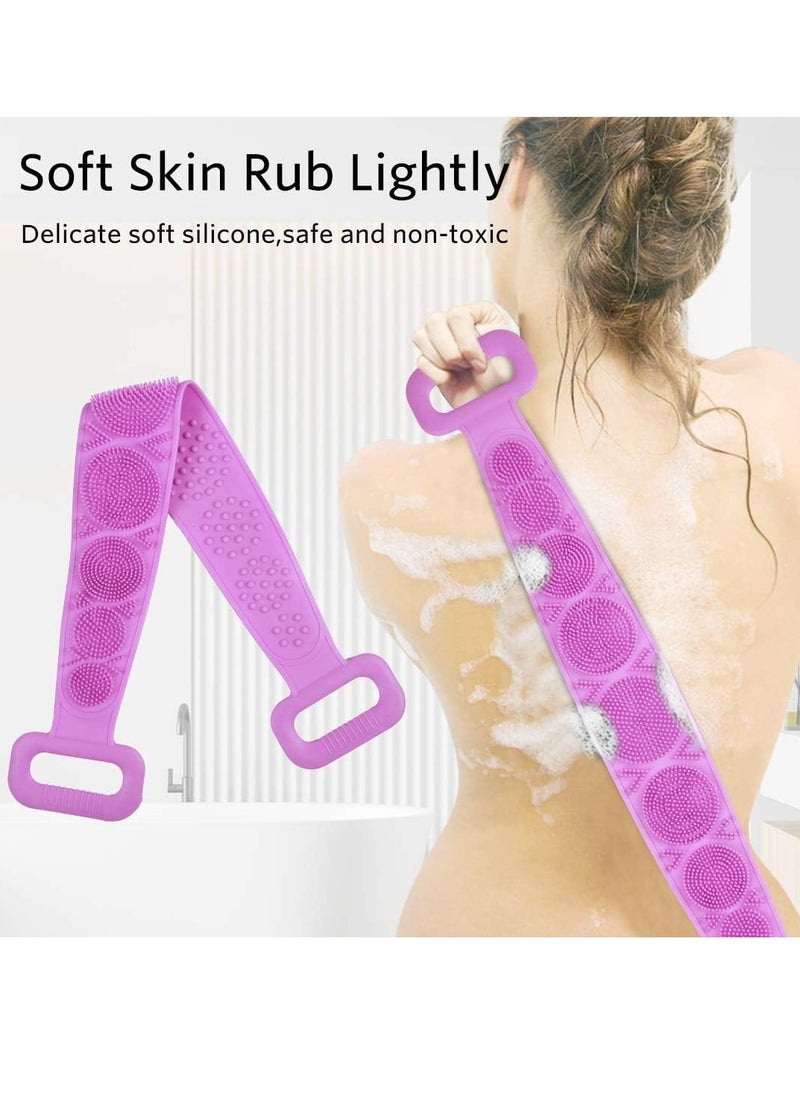Plan A Double Sided Silicone Bath Brush, Deep Cleansing and Massage, Exfoliating Loofah for Dead Skin Removal, Easy to Clean, Suitable for All Ages, Perfect for Bathing Baby, Men and Women (Purple)  - Image 2