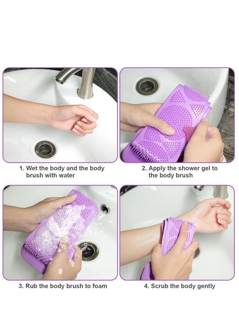 Plan A Double Sided Silicone Bath Brush, Deep Cleansing and Massage, Exfoliating Loofah for Dead Skin Removal, Easy to Clean, Suitable for All Ages, Perfect for Bathing Baby, Men and Women (Purple)  - Image 4