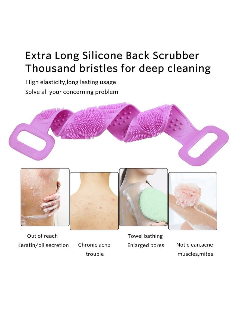 Plan A Double Sided Silicone Bath Brush, Deep Cleansing and Massage, Exfoliating Loofah for Dead Skin Removal, Easy to Clean, Suitable for All Ages, Perfect for Bathing Baby, Men and Women (Purple)  - Image 5