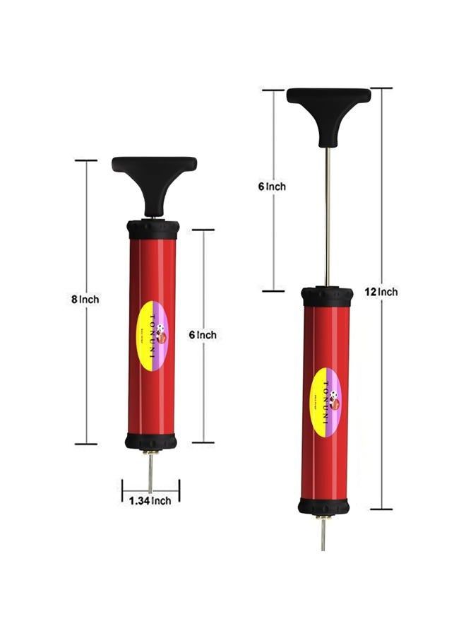 TONUNI Portable Air Pump,Ball Pump Inflator Kit with Needle,Nozzle, Extension Hose for Soccer Basketball Football Volleyball Water Polo Rugby Exercise Sports Ball Balloon Swim Inflatables (RED) - Image 2