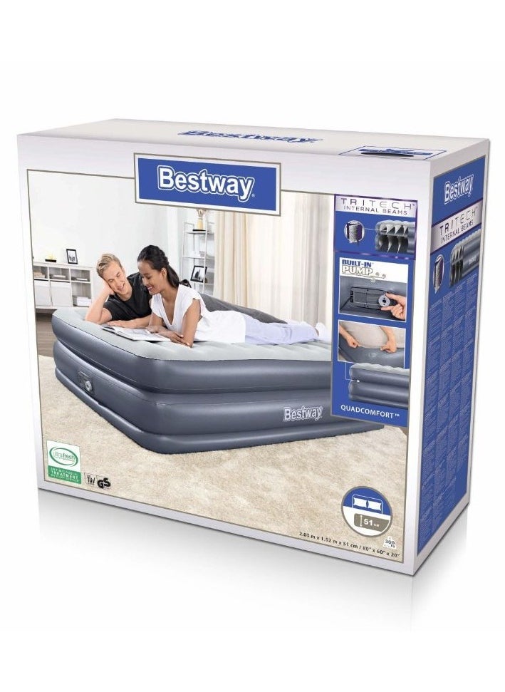 Bestway - Inflatable Air Mattress - King Size Air Bed, Comfortable and Perfect for Camping and Home Use, Automatic Inflation - 2.03m x 1.52m x 51cm - Model 26-67925 - Image 1