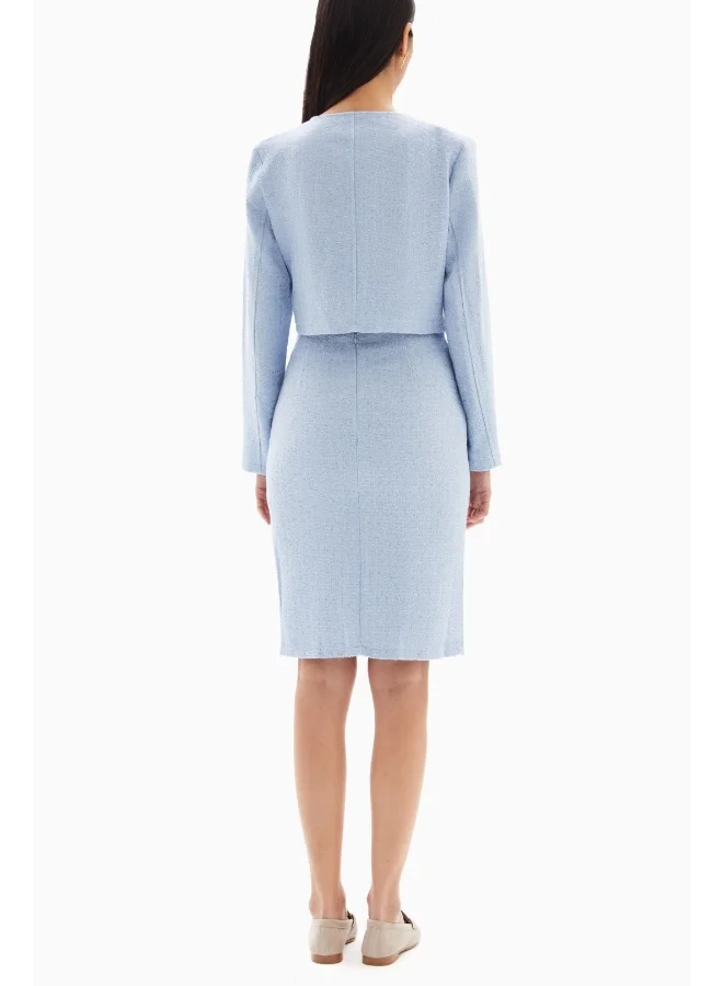 Wecre8 Sky Blue Buttons Set of Jacket and Skirt