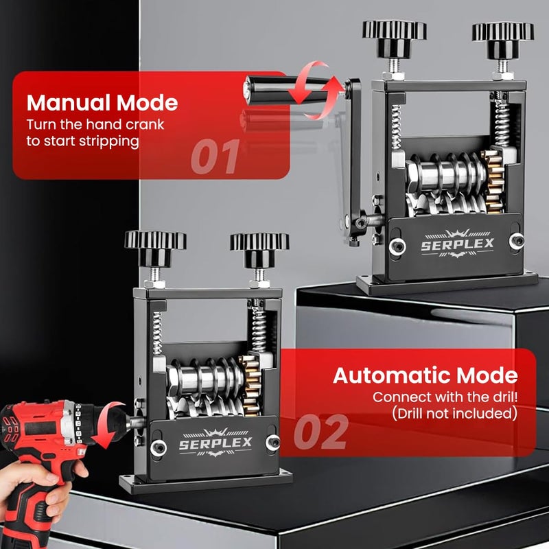 Serplex آلة تقشير الكابلات 6 في 1 مع يدوي/مطرقة كهربائية، أداة تقشير الأسلاك، 5 قنوات لأداة تقشير الكابلات بقطر 1-17 مم، أداة تقشير الكابلات الثابتة على الطاولة - Image 3