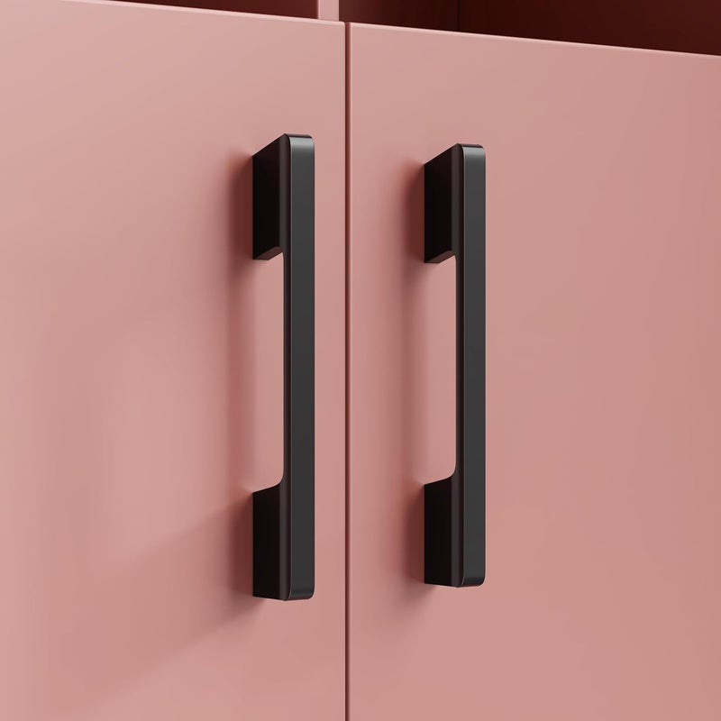 LAPO 2 Pack Cabinet Handles 8 inch Aluminum Handle for Tv Cabinets and Drawer Pull Handles for Drawer of Kitchen Bedroom Office Cabinet Wardrobe with Screws Black 200mm 8 inch MOH - Image 1