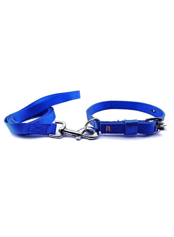 Nylon 22 Mm Leash And Collar Set, Adjustable Soft Plain Strip Dog 0.75 Inch Collar & Leash Set For Small And Medium Breeds Dog And Puppies (Blue) - Image 1