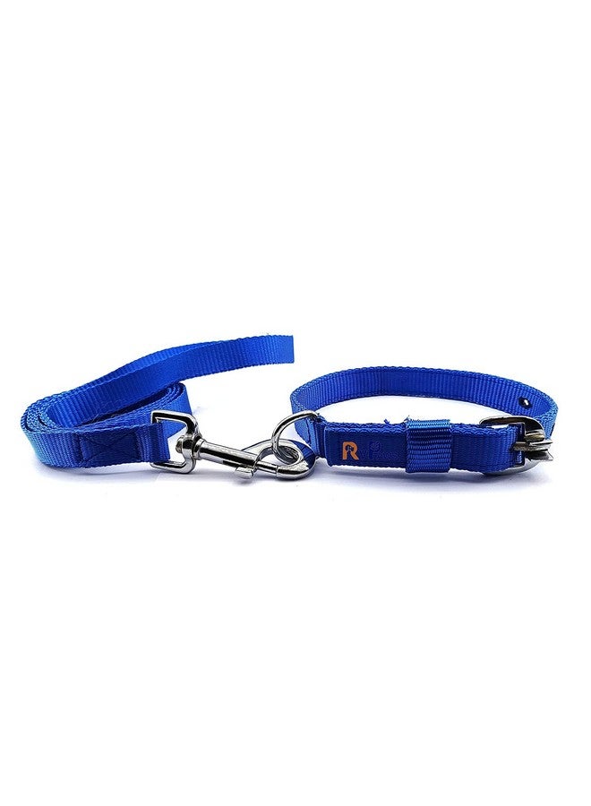 Nylon 22 Mm Leash And Collar Set, Adjustable Soft Plain Strip Dog 0.75 Inch Collar & Leash Set For Small And Medium Breeds Dog And Puppies (Blue) - Image 2