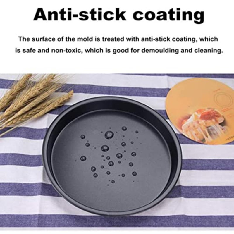 Round Pizza Tray, 3 Pcs Pizza Bakeware Set, Carbon Steel Non-Stick Coating for Oven Baking, Deep Dish Pie Pans, for Kitchen, Party, Commercial, Dishwasher Safe - Image 5