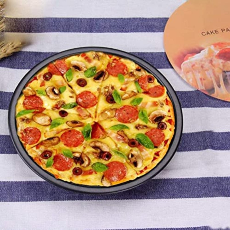 Round Pizza Tray, 3 Pcs Pizza Bakeware Set, Carbon Steel Non-Stick Coating for Oven Baking, Deep Dish Pie Pans, for Kitchen, Party, Commercial, Dishwasher Safe - Image 3