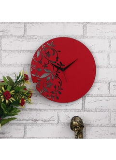 Webelkart Webelkart Stylish Beautiful Wooden Round Wall Clock Without Glass (30 cm x 30 cm x 2.8 cm, Red)  - Image 1