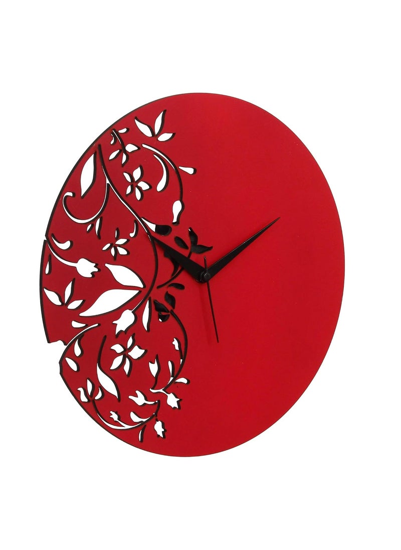 Webelkart Webelkart Stylish Beautiful Wooden Round Wall Clock Without Glass (30 cm x 30 cm x 2.8 cm, Red)  - Image 4