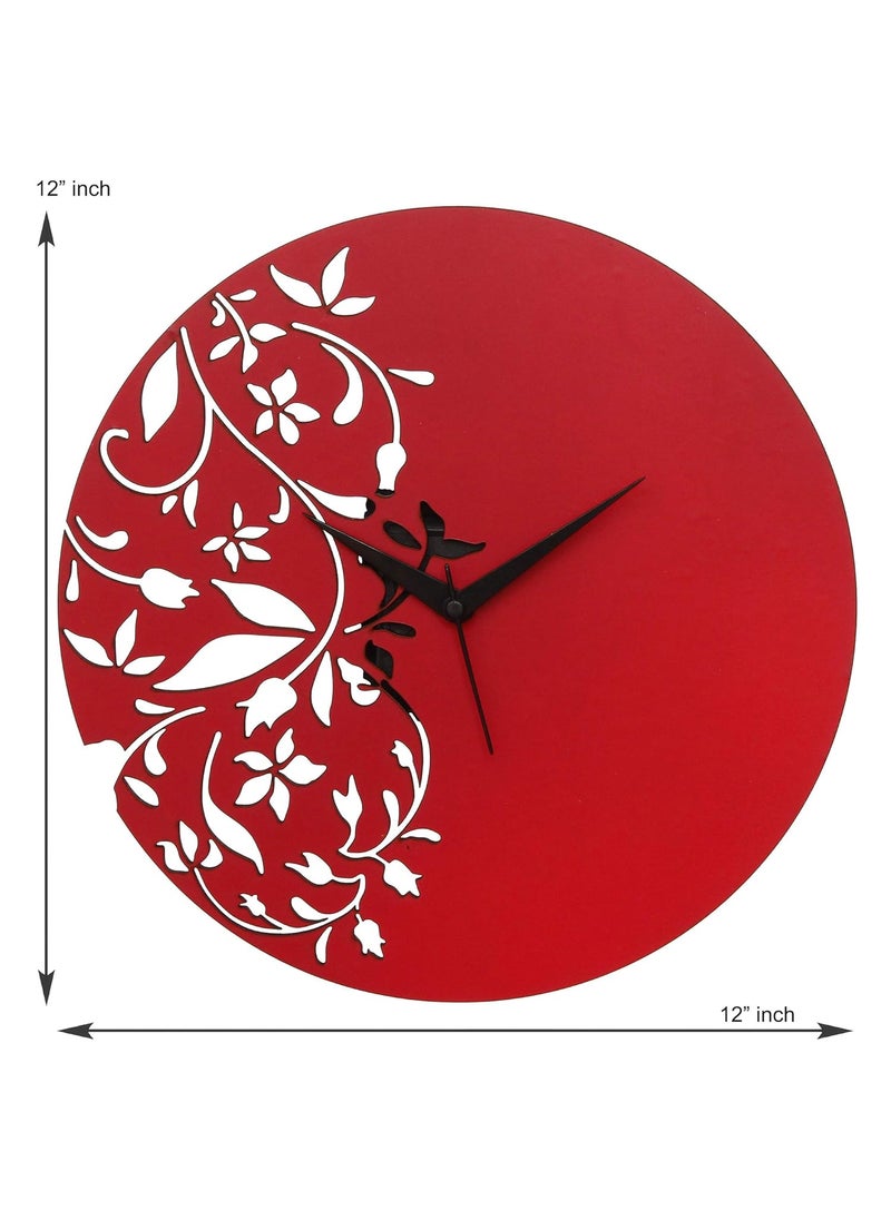 Webelkart Webelkart Stylish Beautiful Wooden Round Wall Clock Without Glass (30 cm x 30 cm x 2.8 cm, Red)  - Image 3