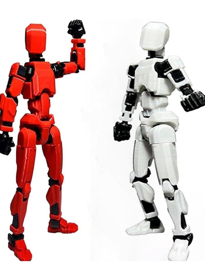 Children's Educational And Creative Assembly 13 Joint Doll Building Blocks 3D Printing Multi-joint Full Body Activity Decompression Toys (Red And White)  - Image 1