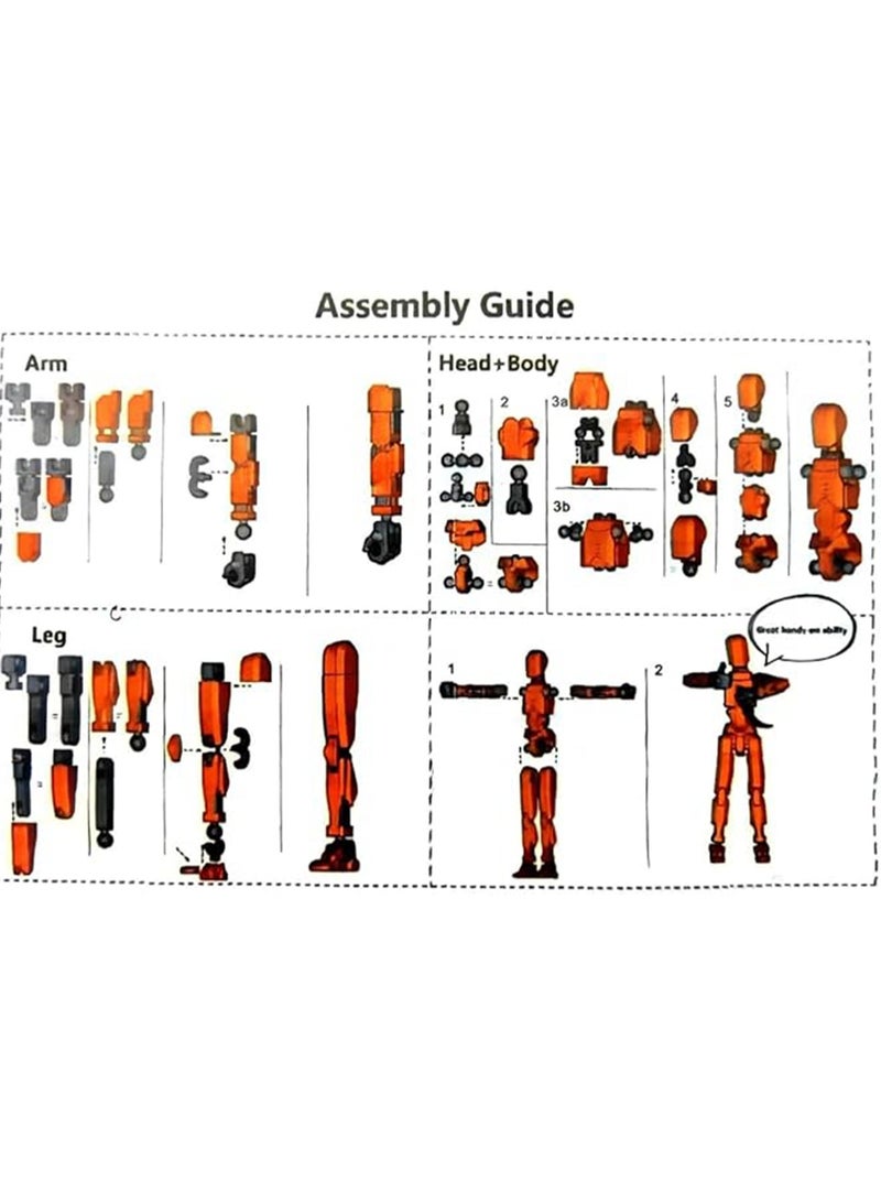 Children's Educational And Creative Assembly 13 Joint Doll Building Blocks 3D Printing Multi-joint Full Body Activity Decompression Toys (Red And White)  - Image 2