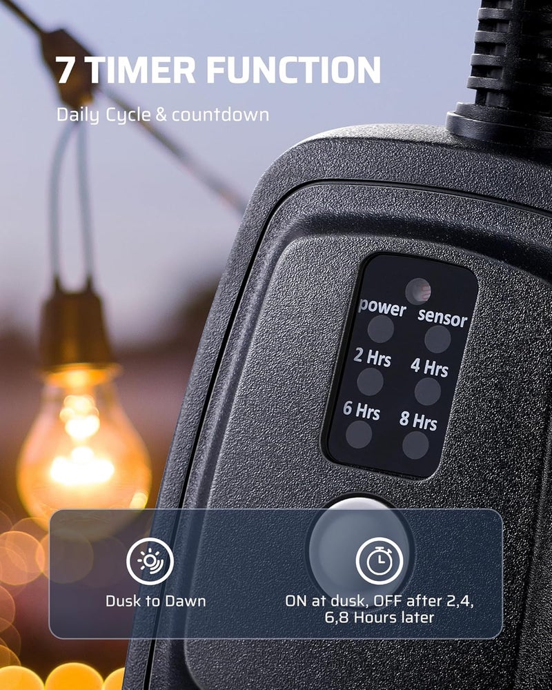 DEWENWILS Outdoor Timer Outlet Waterproof, Outdoor Timer for Lights, 100 ft Remote Control with 2 Grounded Electrical Outlets for Christmas, Household, 15A 1/2HP UL Listed - Image 2