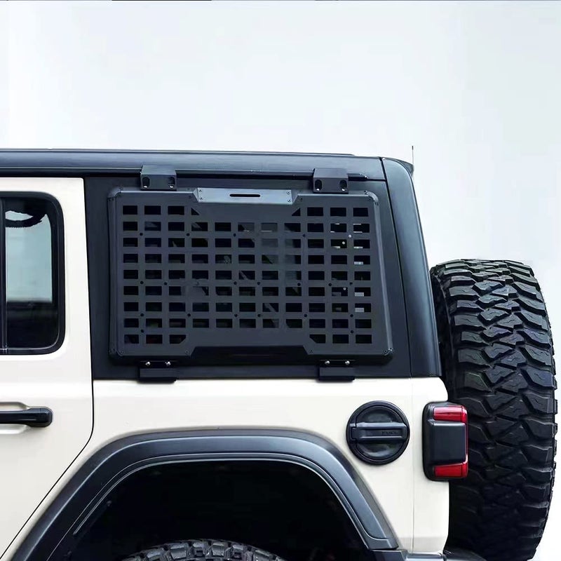 FURYENGRAVER Rear Window Storage Molle Panel Flank Kit Rear Window Protective Decoration for Jeep Wrangler 20182025 JL 4 Doors