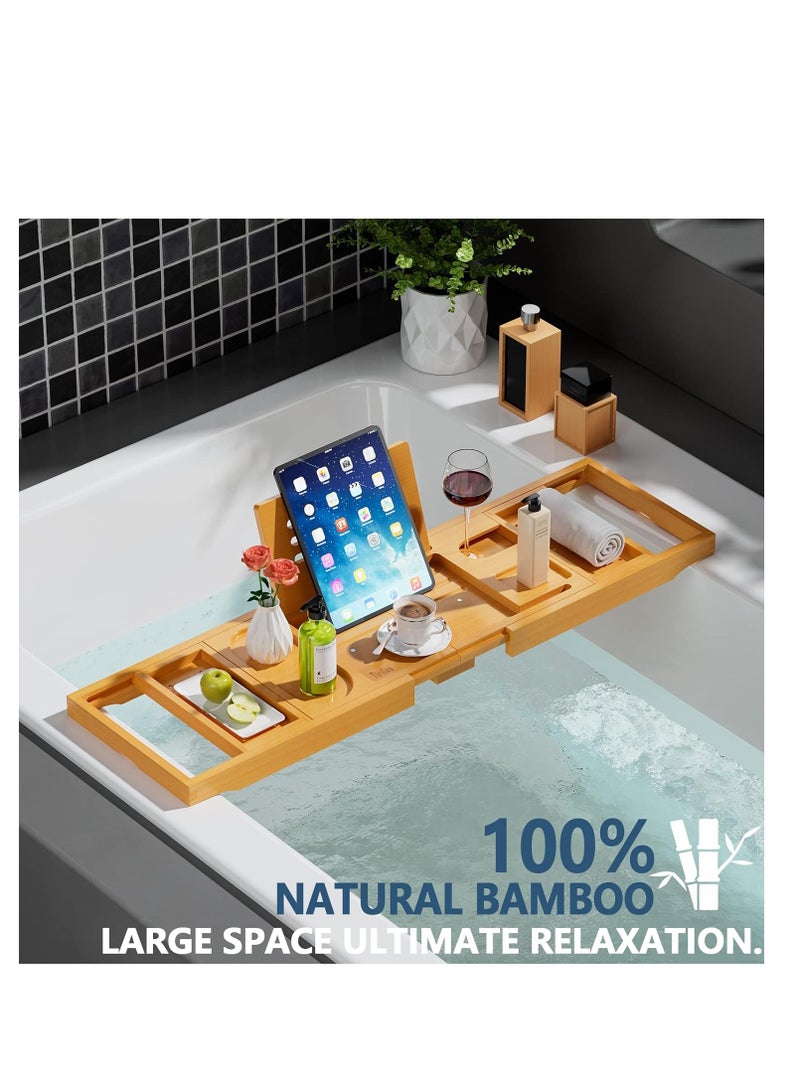 Yirilan Yirilan Premium Bathtub Tray Caddy - Expandable Bath tray - Unique House Warming Gifts, New Home, Anniversary & Wedding Gifts for Couple, Bridal Shower Gift for Women  - Image 4