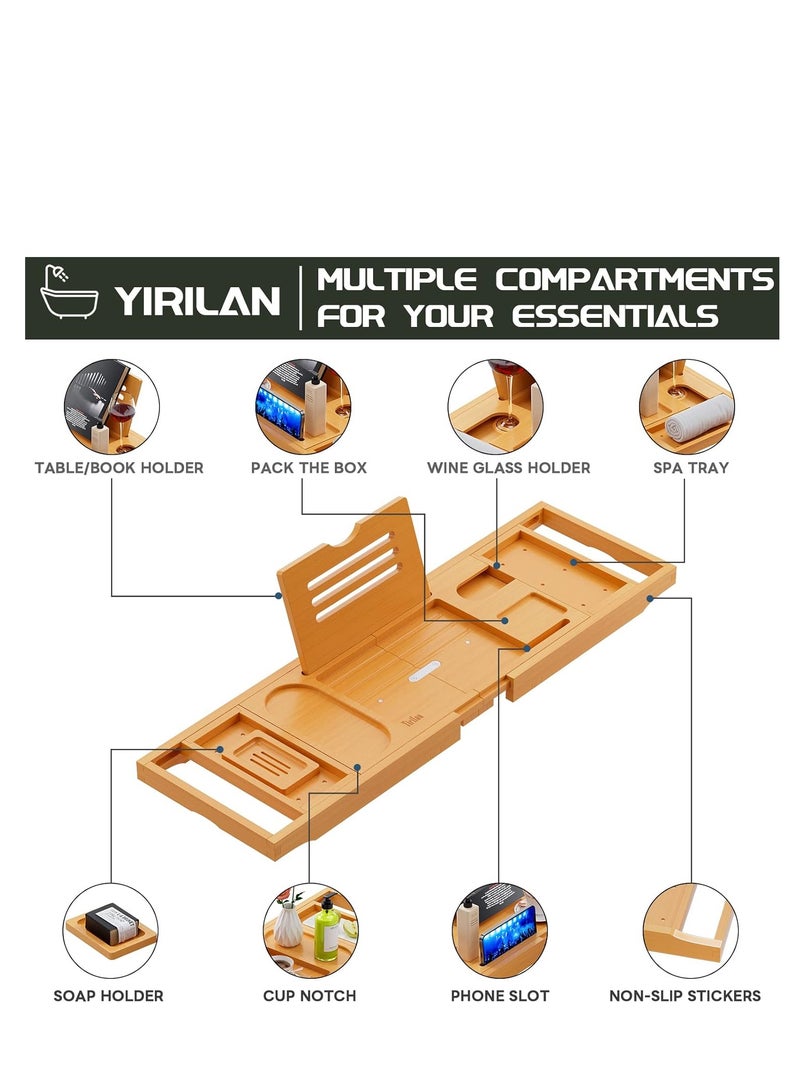 Yirilan Yirilan Premium Bathtub Tray Caddy - Expandable Bath tray - Unique House Warming Gifts, New Home, Anniversary & Wedding Gifts for Couple, Bridal Shower Gift for Women  - Image 3