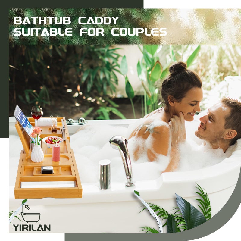 Yirilan Premium Bathtub Tray Caddy, Expandable Bath Tray, Unique House Warming Gifts, New Home, Anniversary and Wedding Gifts for Couple, Bridal Shower Gift for Women - Image 4