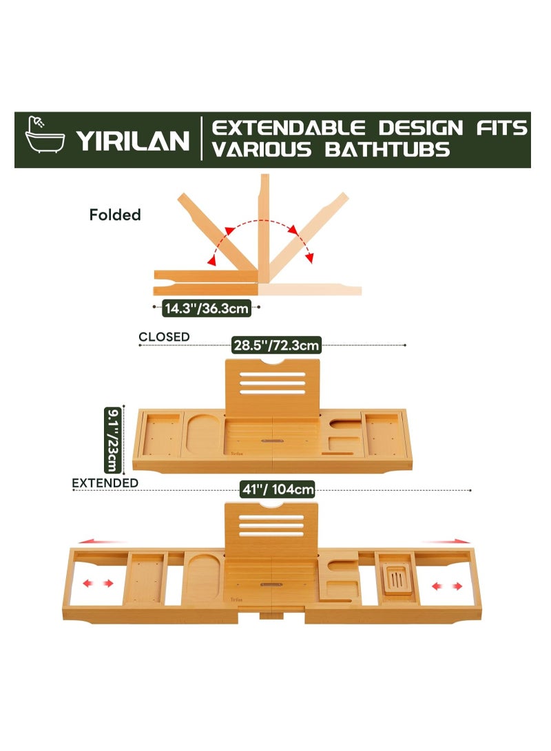 Yirilan Yirilan Premium Bathtub Tray Caddy - Expandable Bath tray - Unique House Warming Gifts, New Home, Anniversary & Wedding Gifts for Couple, Bridal Shower Gift for Women  - Image 2