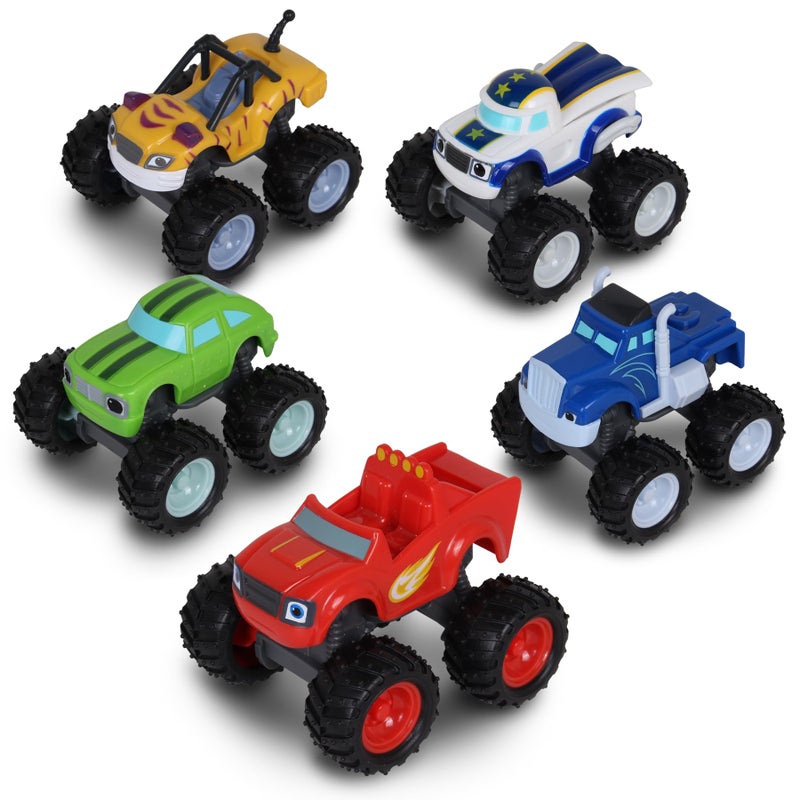 NKOK Blaze and The Monster Machines (Free-Wheel) 5PK (Blaze, Pickle, Crusher, Stripes & Darington); No Batteries Required; Grippy Tires; STEM; Officially Licensed - Image 1