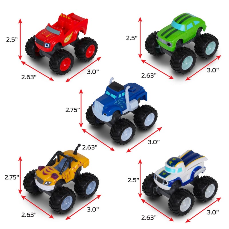 NKOK Blaze and The Monster Machines (Free-Wheel) 5PK (Blaze, Pickle, Crusher, Stripes & Darington); No Batteries Required; Grippy Tires; STEM; Officially Licensed - Image 2