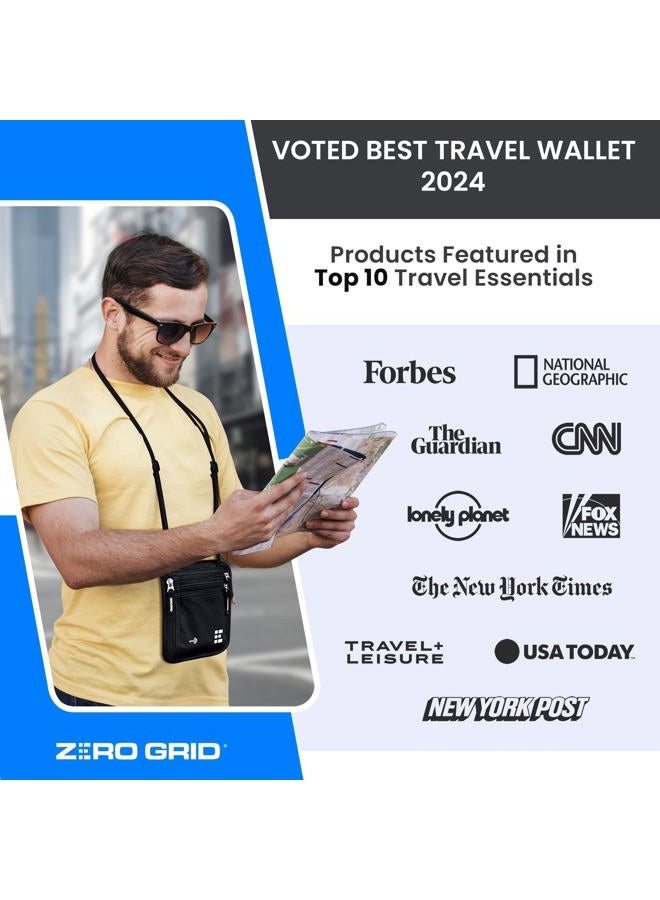 Zero Grid Travel Neck Wallet with RFID Blocking, Travel Neck Pouch Passport Holder for Women and Men Keep Valuables Safe (Midnight Black, Colossus) - Image 4