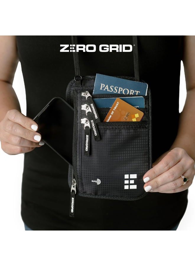 Zero Grid Travel Neck Wallet with RFID Blocking, Travel Neck Pouch Passport Holder for Women and Men Keep Valuables Safe (Midnight Black, Colossus) - Image 5