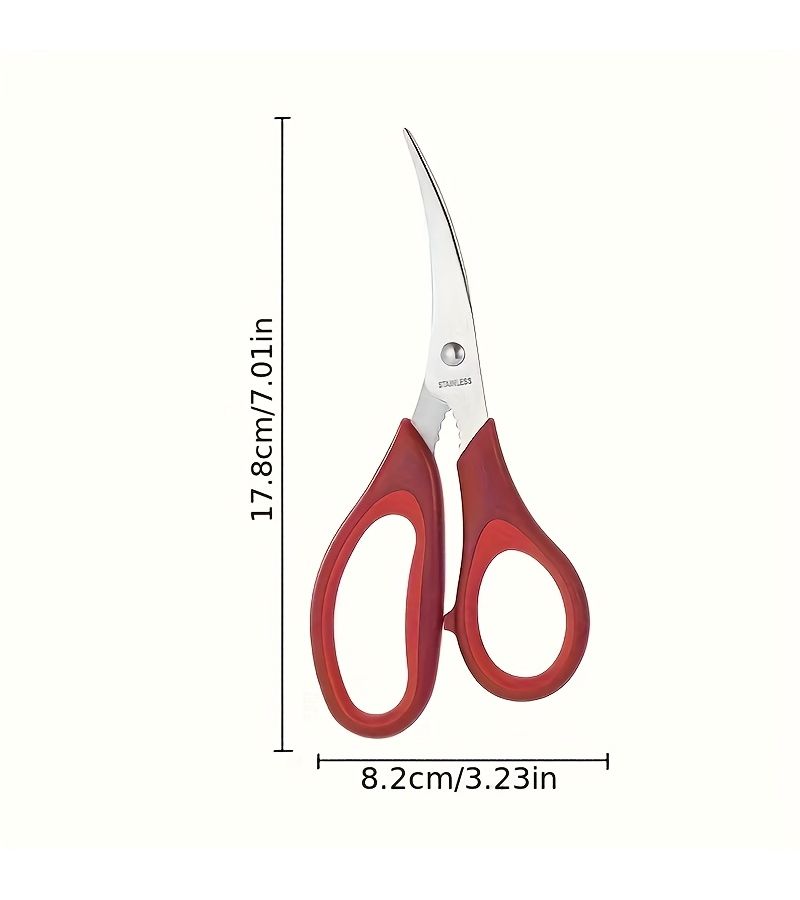 Red Stainless Steel Shrimp Deveining Kitchen Scissors Designed For Peeling And Cleaning Shrimp Intestines With Ergonomic Handle For Seafood Preparation - Image 3